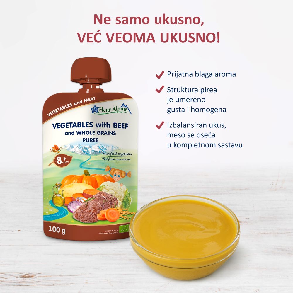 Fleur Alpine organski pire od povrća sa govedinom 8+, 100gr