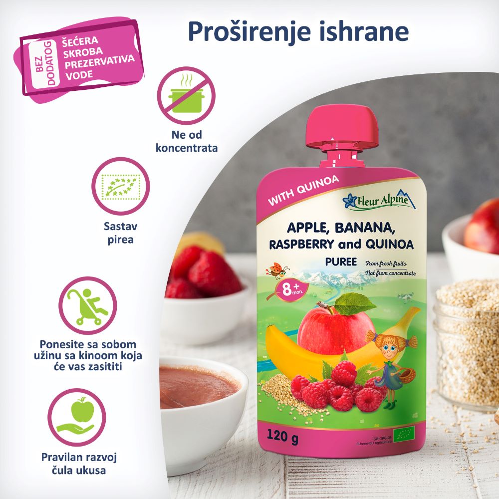 Fleur Alpine organski pire sa malinom i kinoom 8+, 120 g