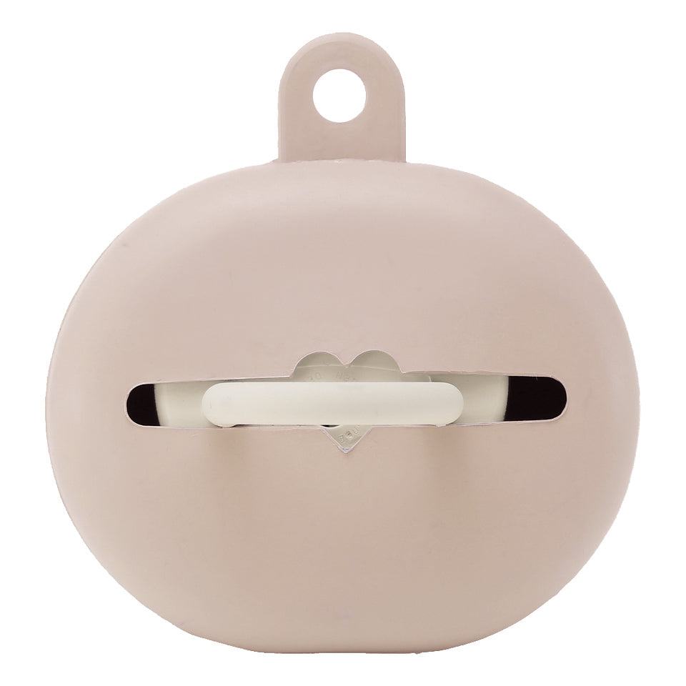 Hevea kutijica za cucle, eco-friendly pacifier case, beige color, attachable to strollers and bags, plastic-free and biodegradable.