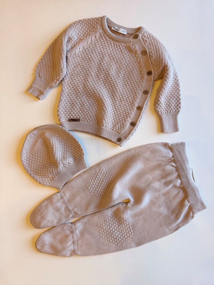 BABY MIO kompletic od trikotaza od 3: pantaloni, jakna, kapa (0-3 mes)