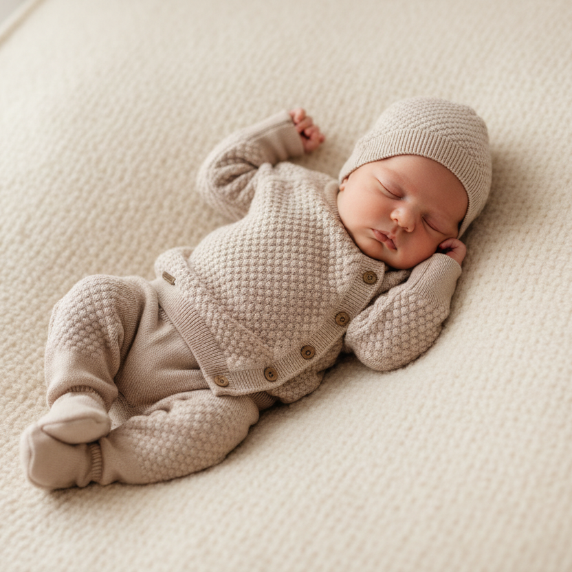 BABY MIO kompletic od trikotaza od 3: pantaloni, jakna, kapa (0-3 mes)