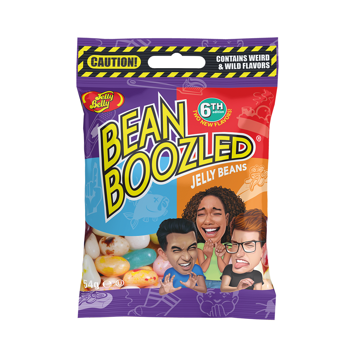 JELLY BELLY CANDY BeanBoozled jelly beans, 54g pack with mixed flavors.