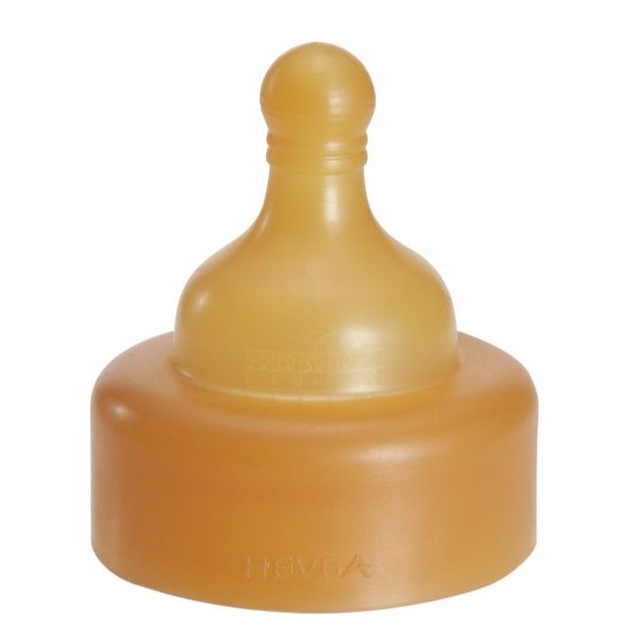 Hevea natural rubber bottle nipple, medium flow.