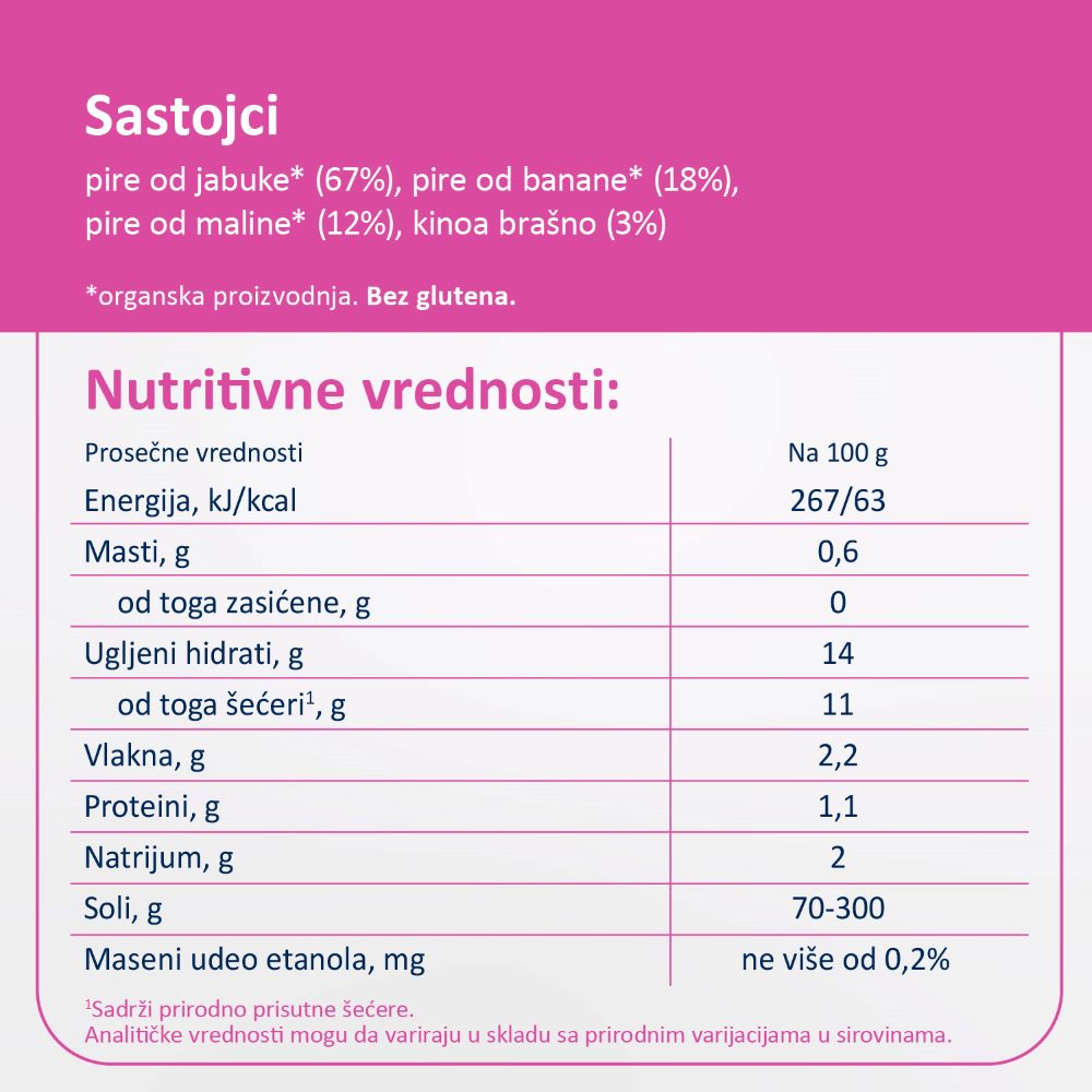 Fleur Alpine organski pire sa malinom i kinoom 8+, 120 g