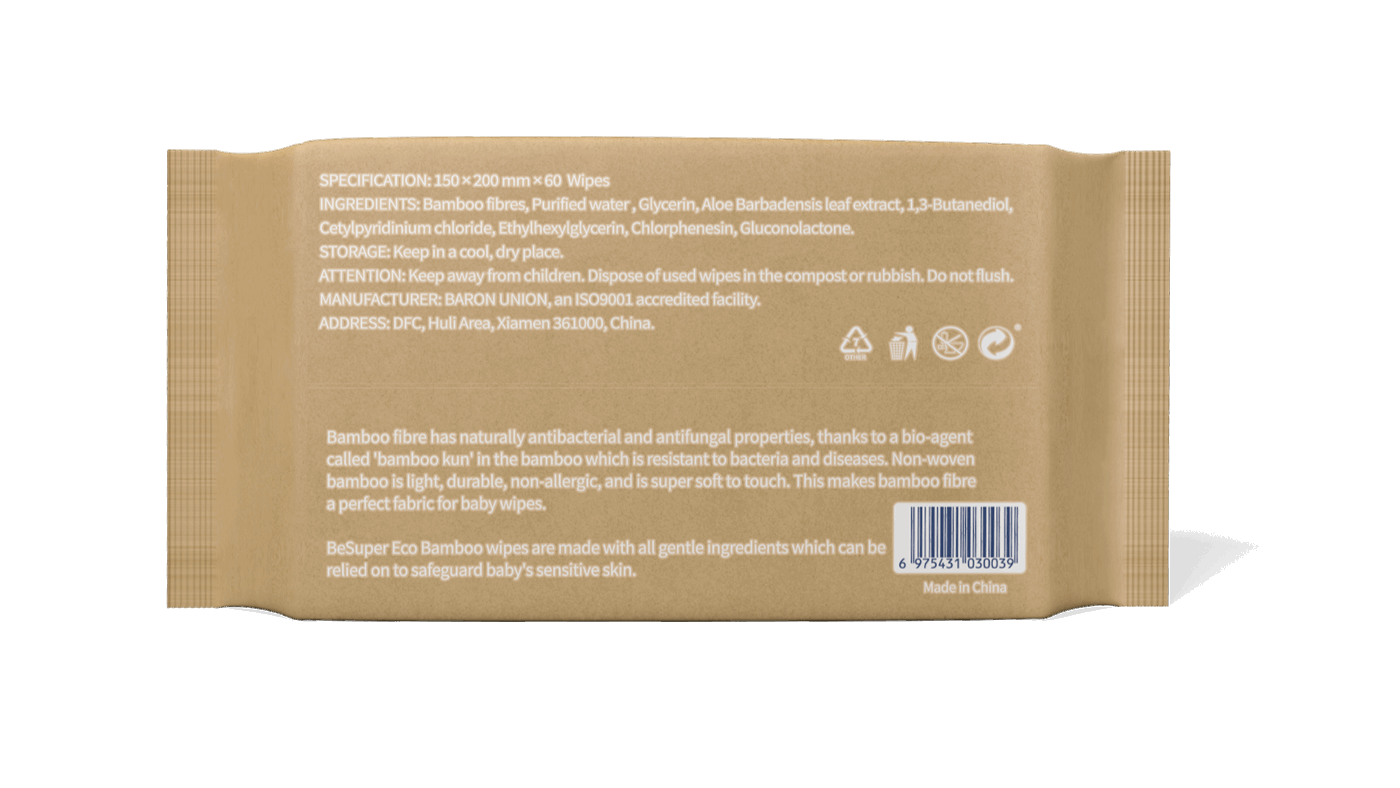 BeSuper ECO Bamboo vlažne maramice 60 kom