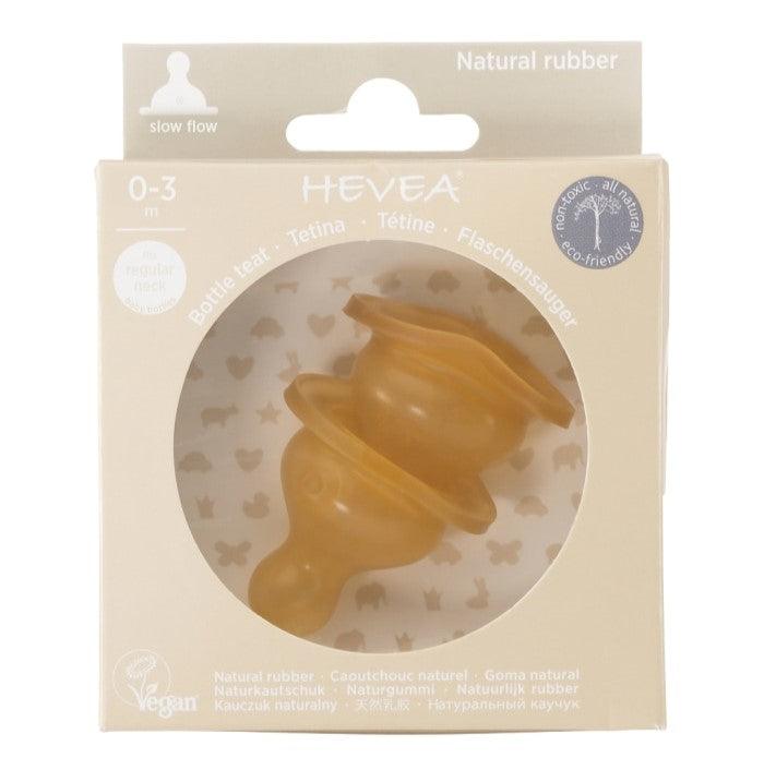 Hevea natural rubber bottle nipples, 2 pack, for babies.