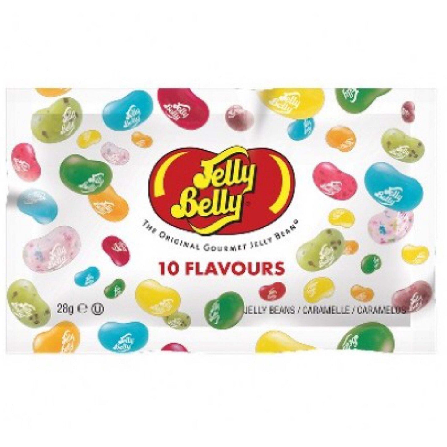 Jelly Belly candy with 10 assorted flavors, 28g package.