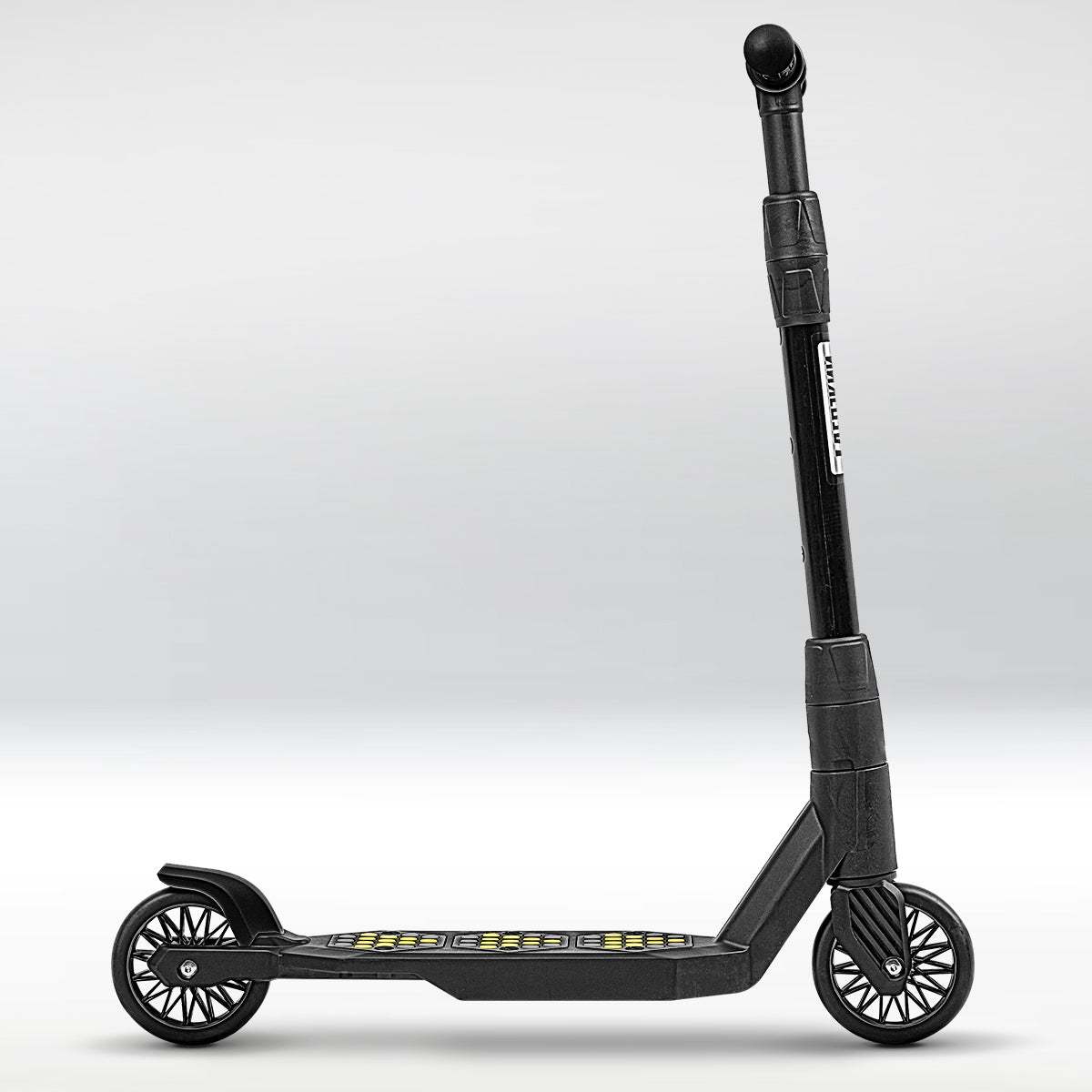 Trotinet Derzkij Bro for kids aged 6-11, black design, two wheels, adjustable handlebar.