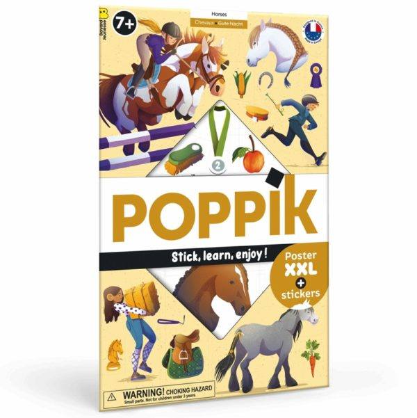 Poppik edukativni poster s nalepnicama XXL Otkrića: Konji za decu 7+ godina.
