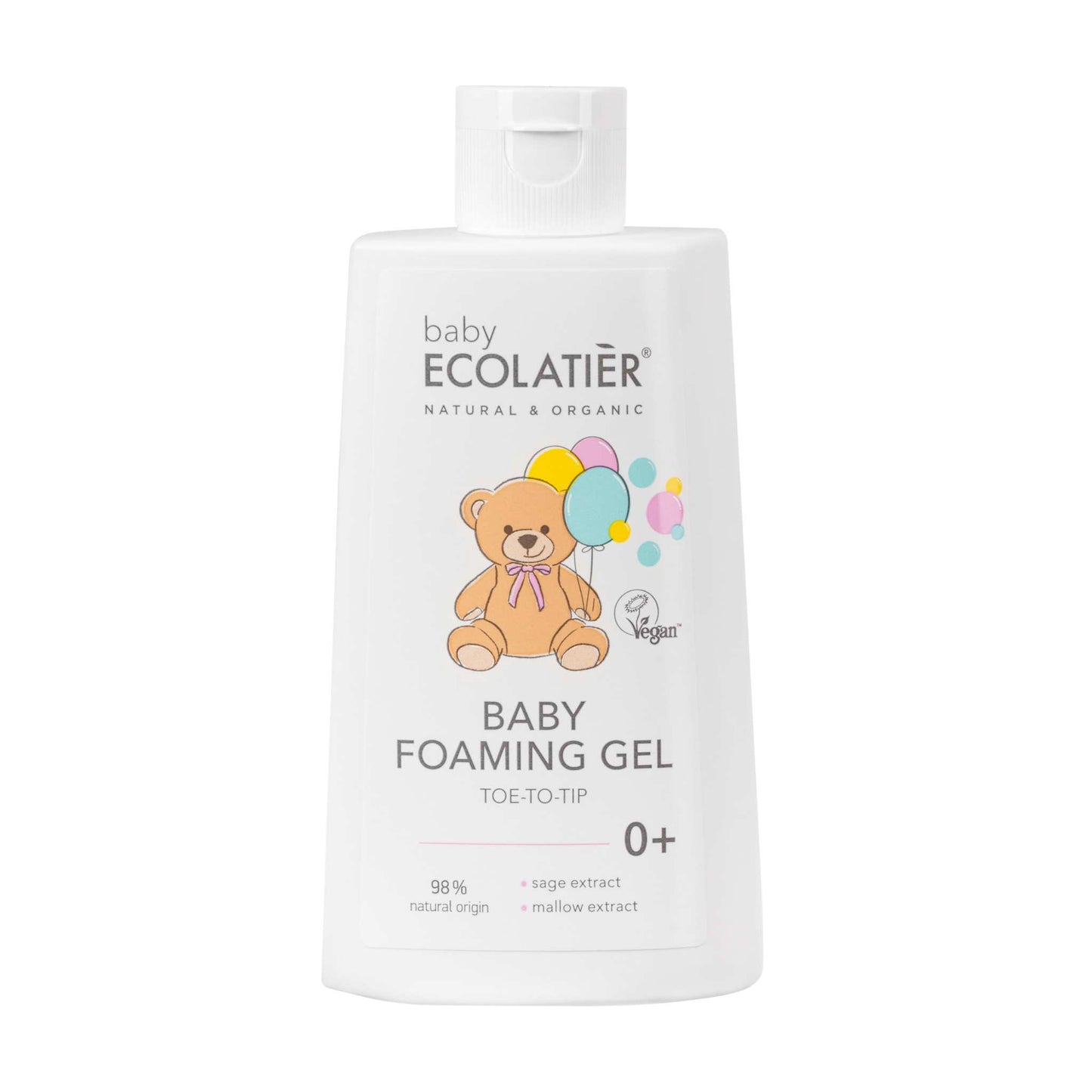 ECOLATIER BABY gel za tuširanje za bebe s ekstraktima žalfije i sleza, 250 ml.