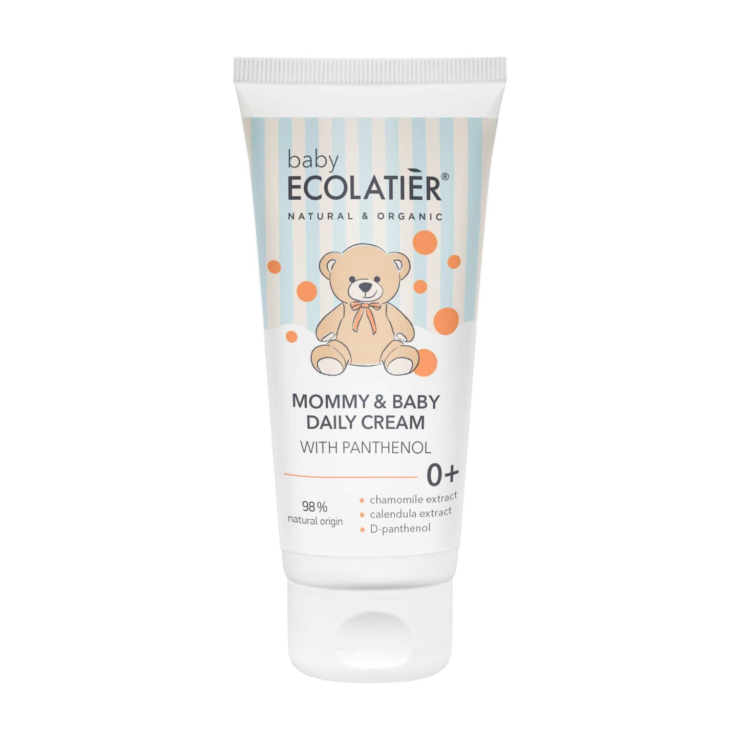ECOLATIER Baby Mommy & Baby Cream with Panthenol, 100ml tube, soothing and moisturizing for skin care.