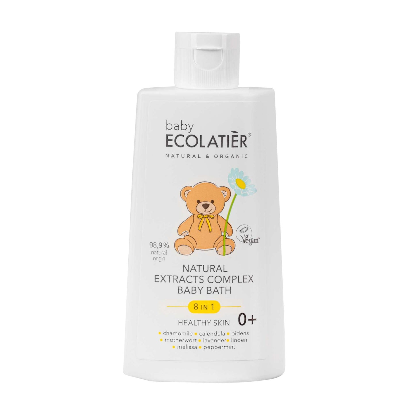 ECOLATIER BABY 8-in-1 natural extracts complex for baby skin care, 250 ml bottle.