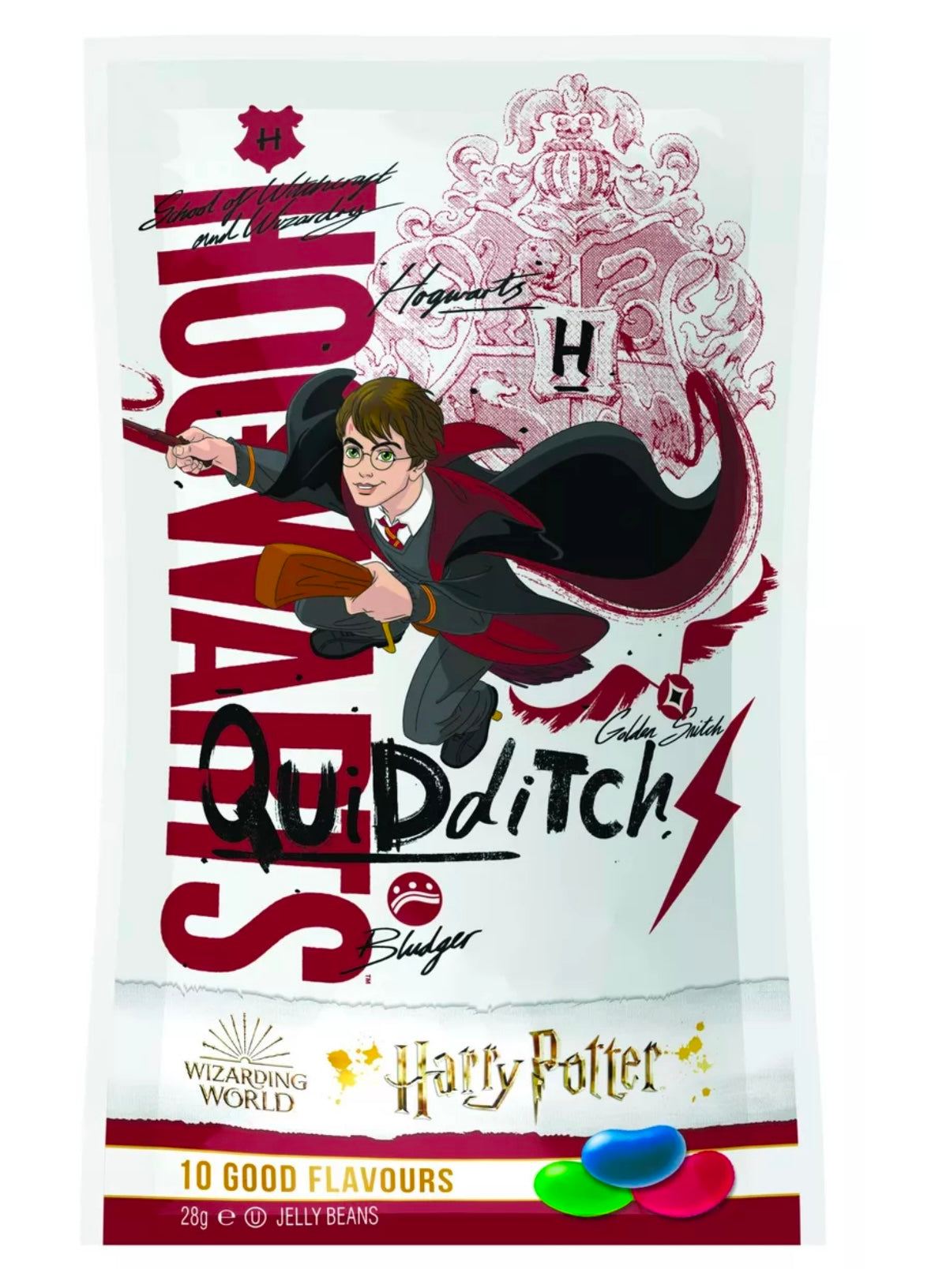 JELLY BELLY CANDY Harry Potter mix with 10 flavors in themed packaging, 28g.