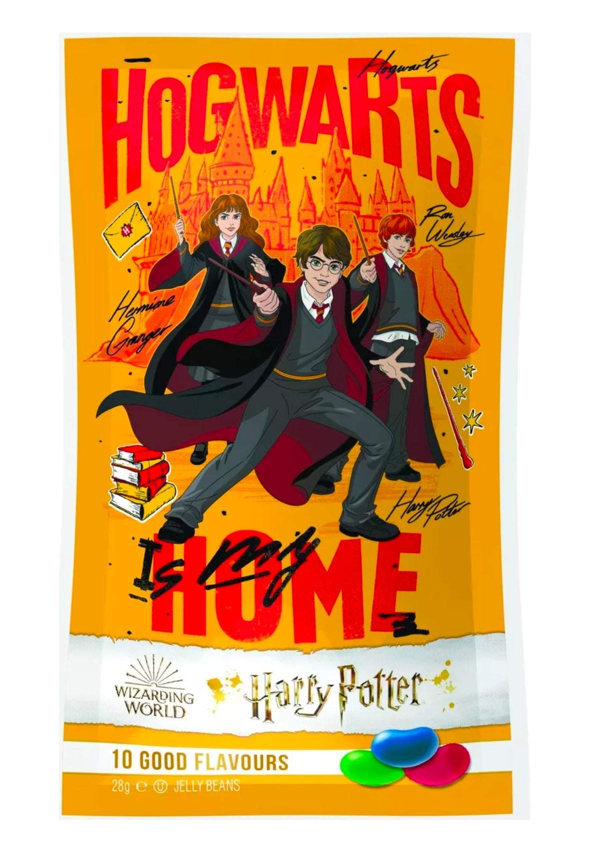 JELLY BELLY CANDY Harry Potter themed jelly beans with 10 flavors, 28g packaging.