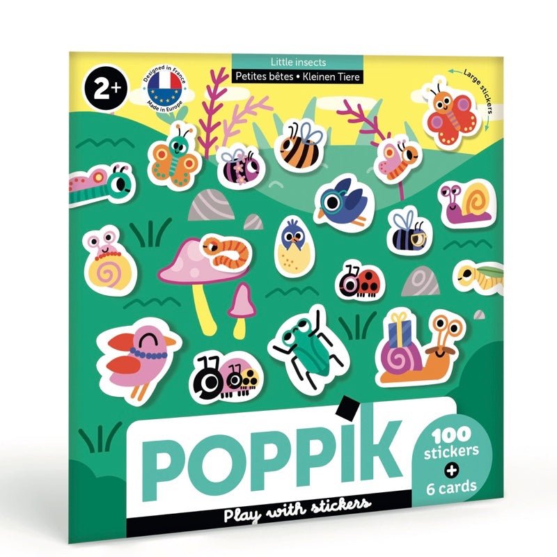 Poppik Moje prve nalepnice for kids aged 2+, with 100 removable stickers and 6 design cards.