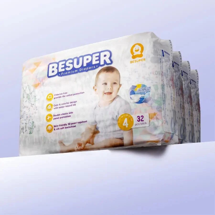 BeSuper Premium Pelene packaging with breathable material, soft inner layer, and aloe protection.