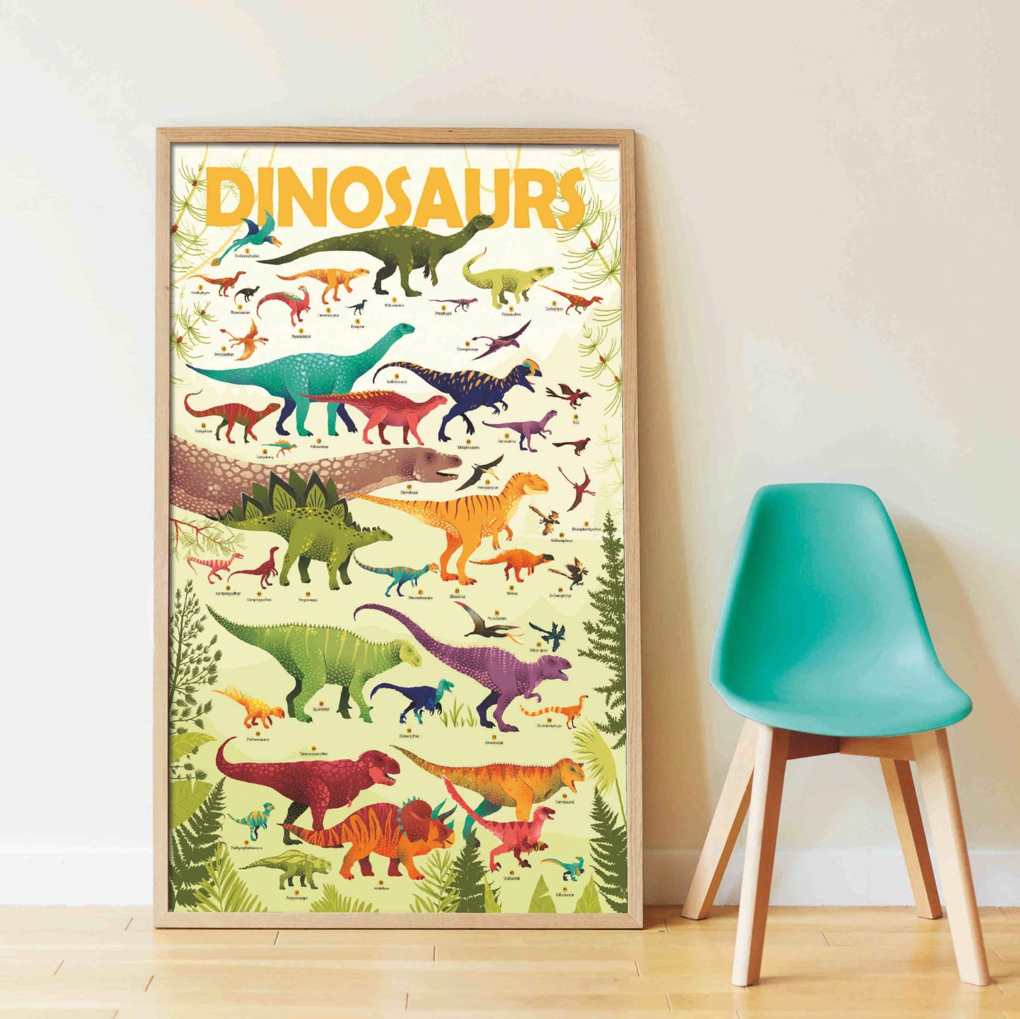 Edukativni poster sa nalepnicama dinosaurusa za decu.