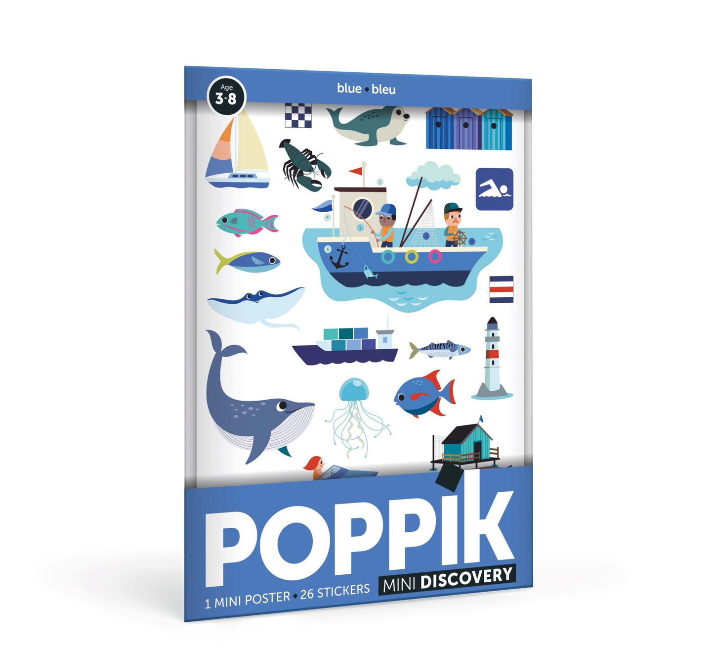 Poppik edukativni poster sa nalepnicama za decu 3+, ilustracije na engleskom i francuskom jeziku.