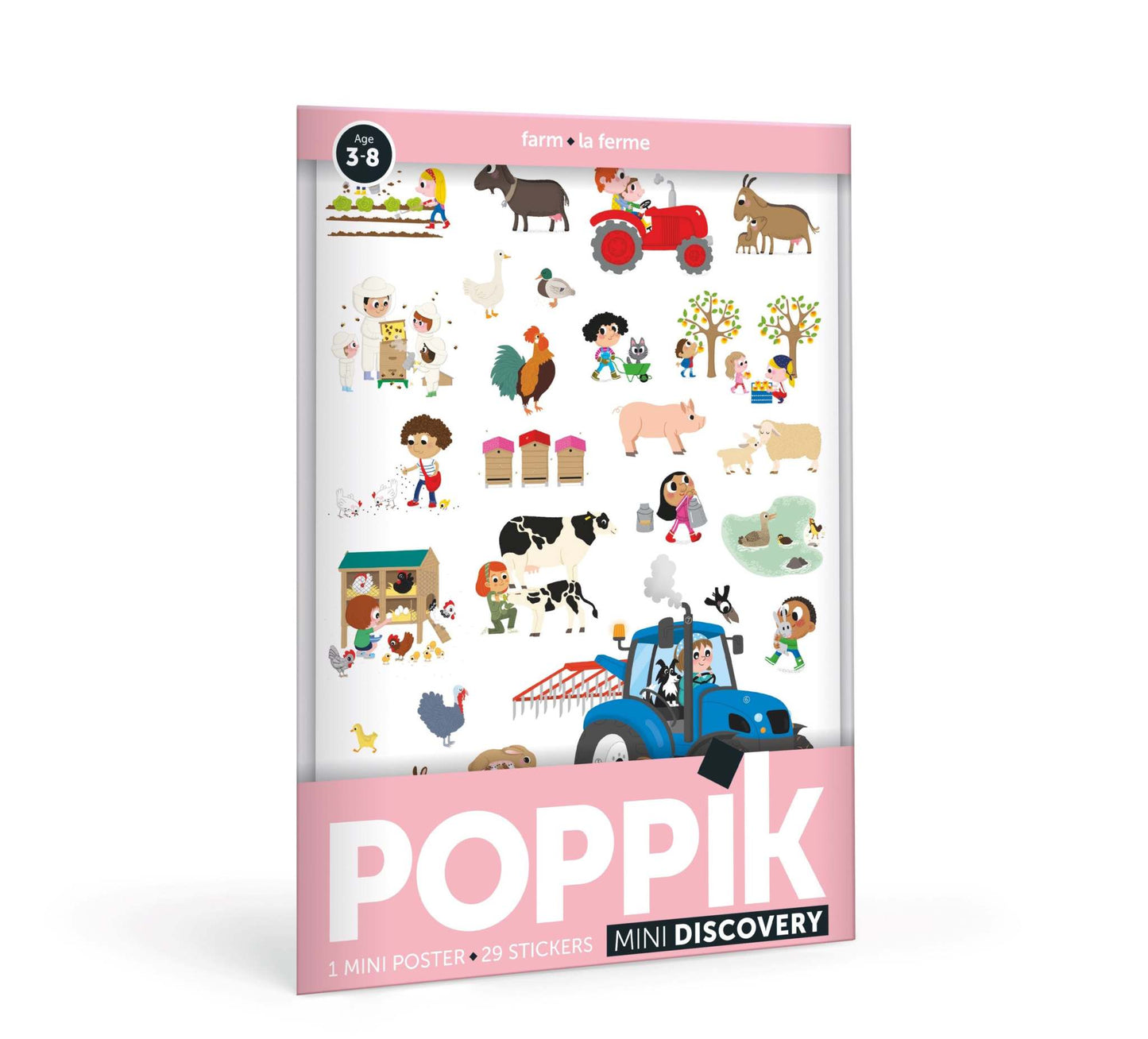 Poppik edukativni poster sa nalepnicama za decu, mini otkrića, različite teme, francuski i engleski, 3+.