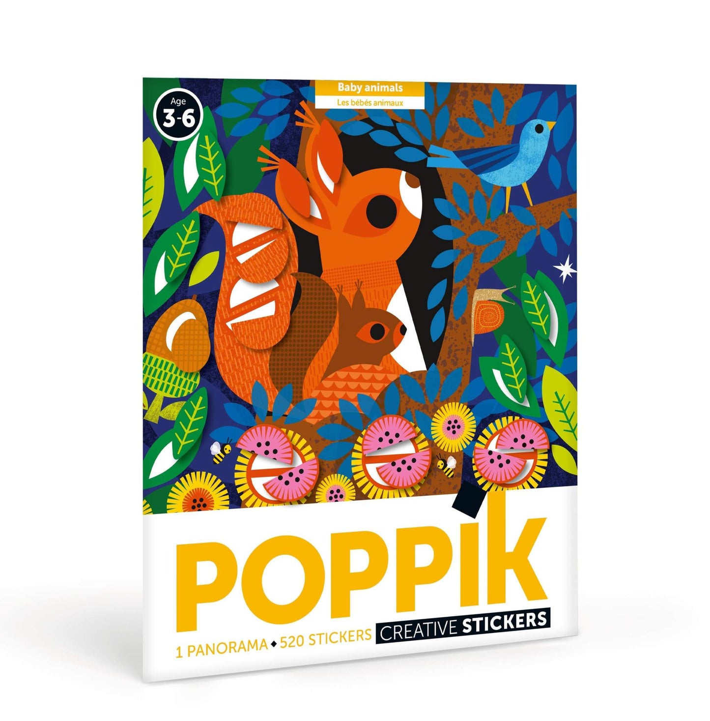 Poppik Panorama sticker set for kids 3+, featuring dinosaur theme with over 750 stickers for creative play and decoration.