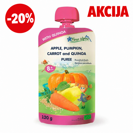 Fleur Alpine organski pire sa jabukom, šargarepom, bundevom i kinoom 8+, 120 g