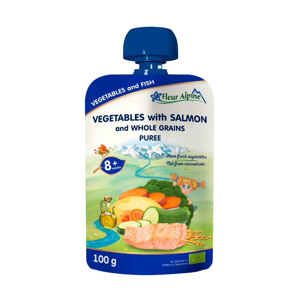 Fleur Alpine organski pire od povrća sa lososom, 8+, 100gr