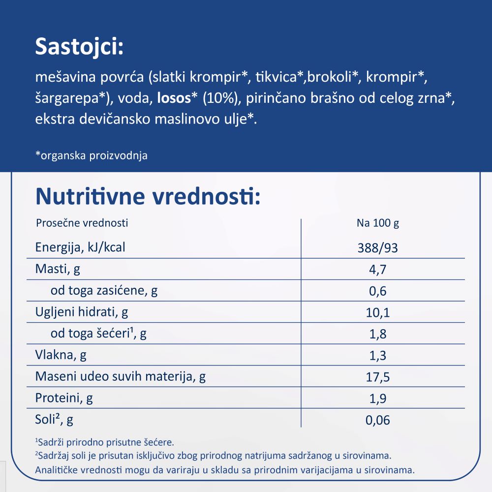 Fleur Alpine organski pire od povrća sa lososom, 8+, 100gr