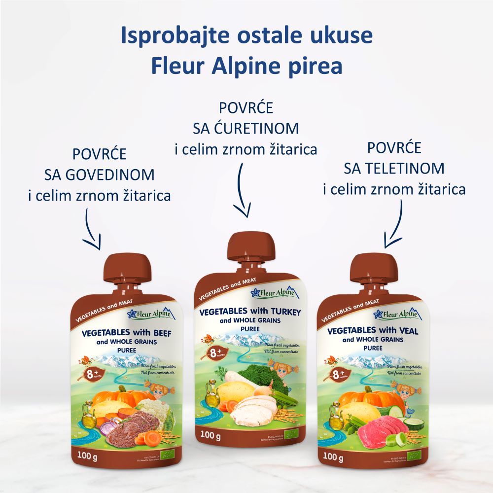 Fleur Alpine organski pire od povrća sa lososom, 8+, 100gr