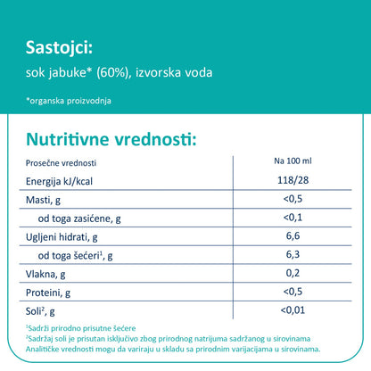 Fleur Alpine organski sokić sa vodom od jabuke, 8m+, 200ml