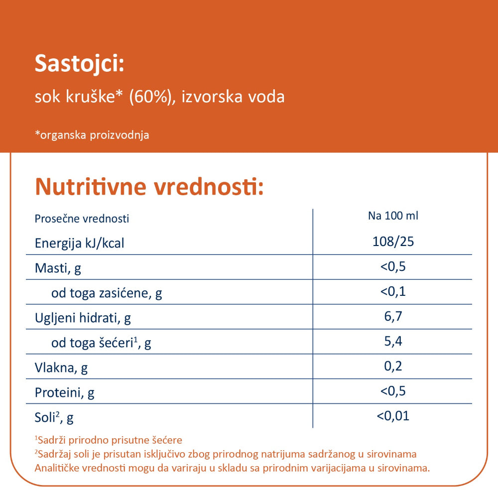 Fleur Alpine organski sokić sa vodom od kruške, 8m+, 200ml