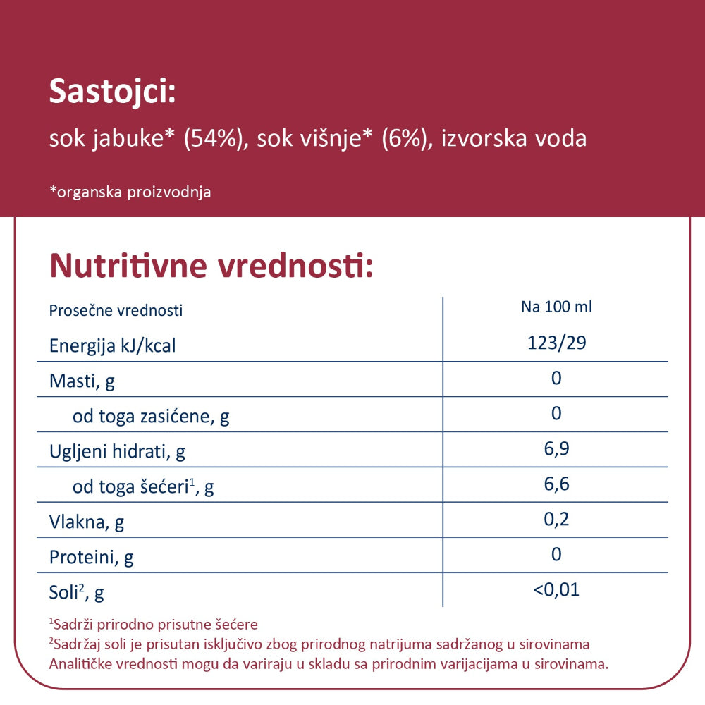 Fleur Alpine organski sokić sa vodom od višnje I jabuke, 8m+, 200ml