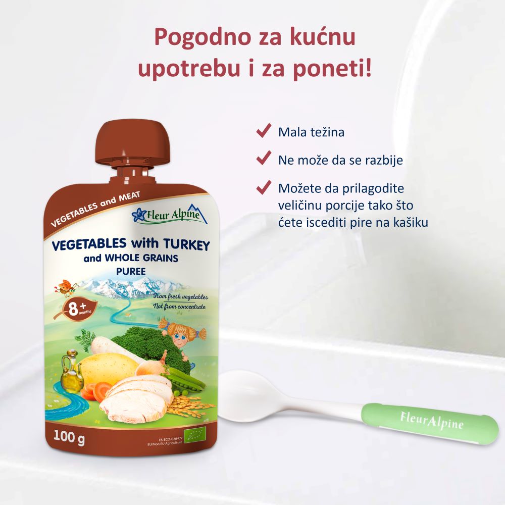 Fleur Alpine organski pire od povrća sa ćuretinom 8+, 100gr