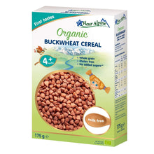 Fleur Alpine organic buckwheat cereal, gluten-free, milk-free, for 4+ months, 175g packaging.