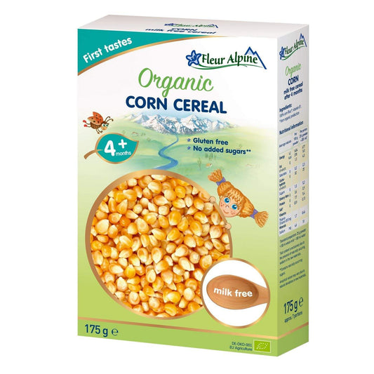 Fleur Alpine organska bezmlečna kukuruzna kaša, 4+, bez glutena, 175 g.