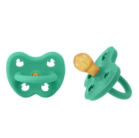 Hevea green natural rubber pacifier, round shape, 3-36 months, set of 2.