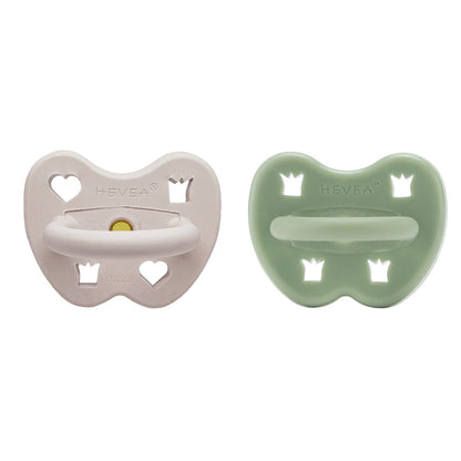 Hevea okrugla cucla od prirodne gume (3-36 mes) 2 kom, Dimljeno bela i Mahovina zelena