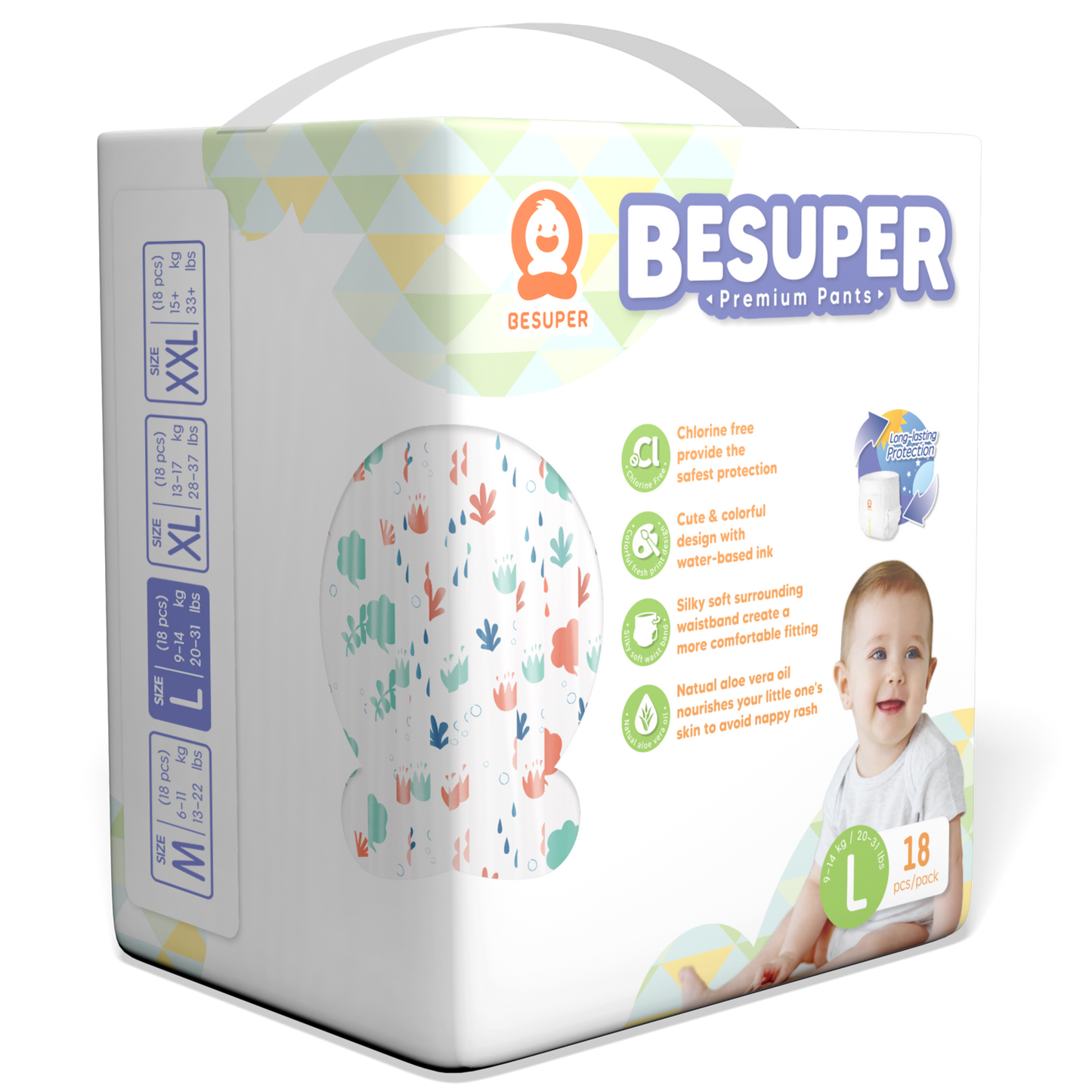 BeSuper Premium Pelene-Gaćice L (9-14 kg) 18 kom