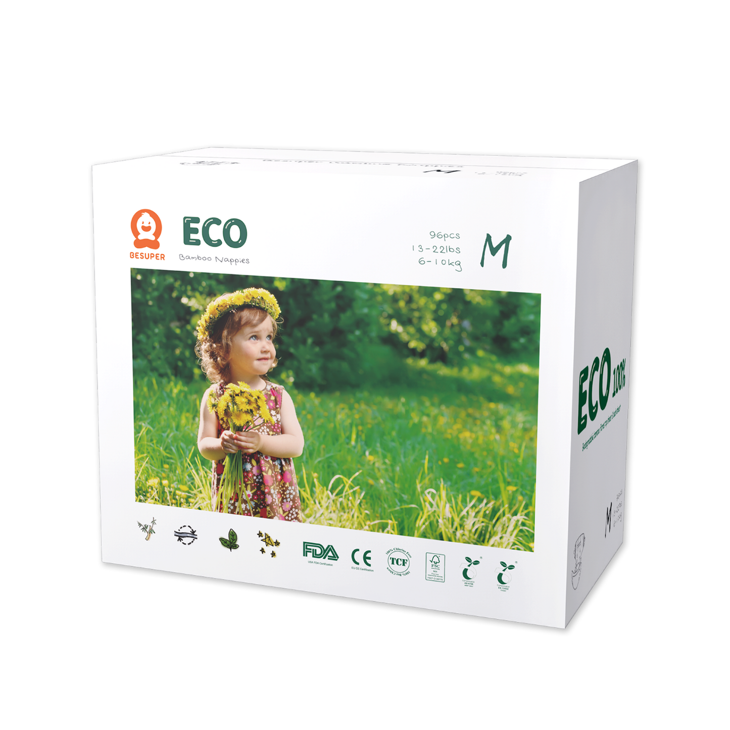 BeSuper ECO Bamboo Pelene M (6-11 kg) 96 kom