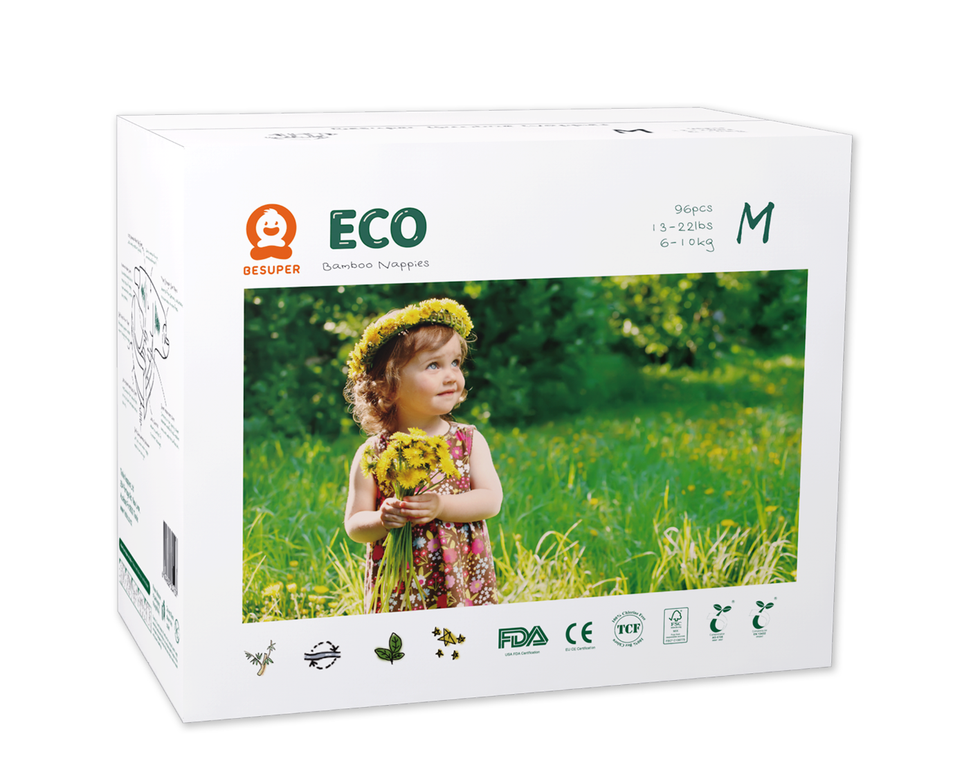 BeSuper ECO Bamboo Pelene M (6-11 kg) 96 kom