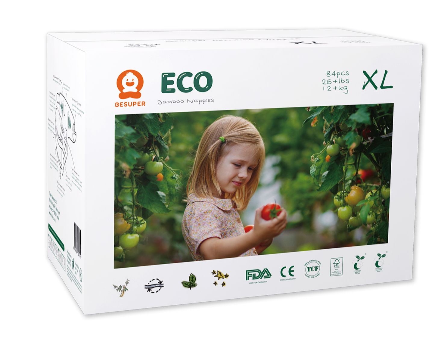 BeSuper ECO Bamboo Pelene XL (12-17 kg) 84 kom