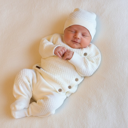 BABY MIO kompletic od trikotaza od 3: pantaloni, jakna, kapa (0-3 mes)