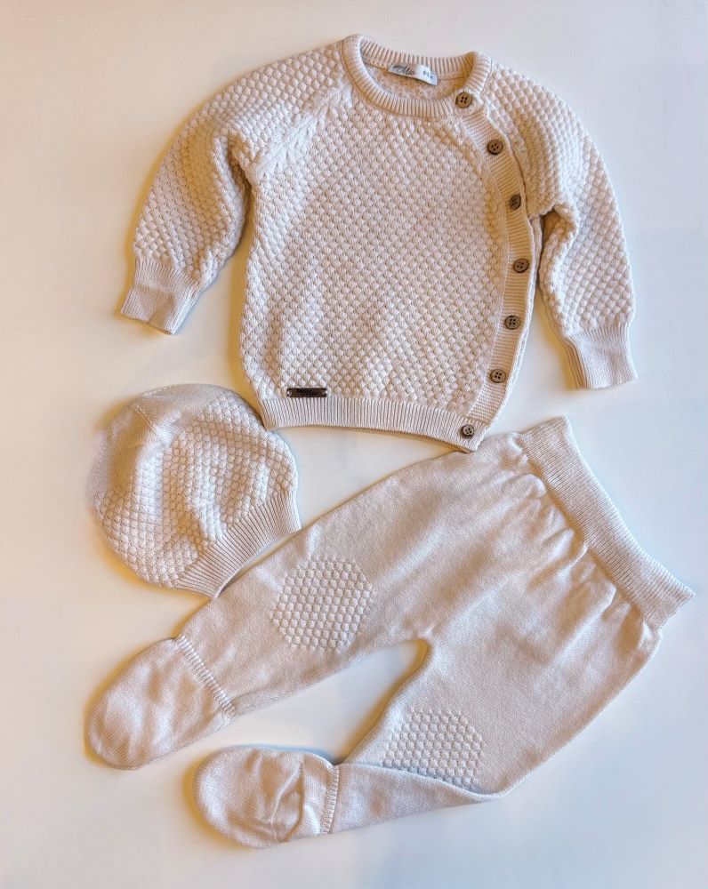 BABY MIO kompletic od trikotaza od 3: pantaloni, jakna, kapa (0-3 mes)