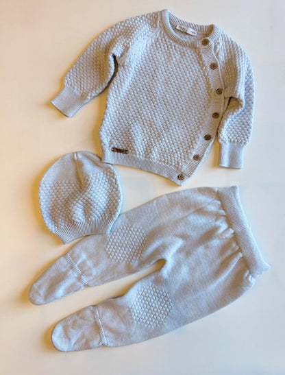 BABY MIO kompletic od trikotaza od 3: pantaloni, jakna, kapa (0-3 mes)