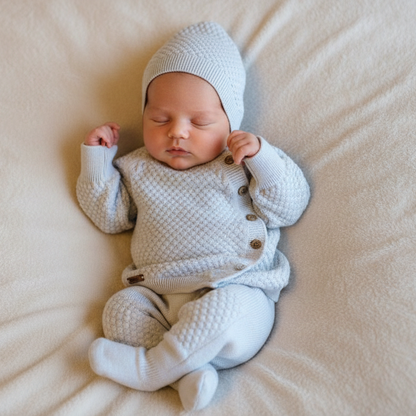 BABY MIO kompletic od trikotaza od 3: pantaloni, jakna, kapa (0-3 mes)