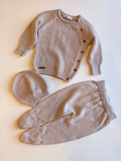 BABY MIO kompletic od trikotaza od 3: pantaloni, jakna, kapa (0-3 mes)