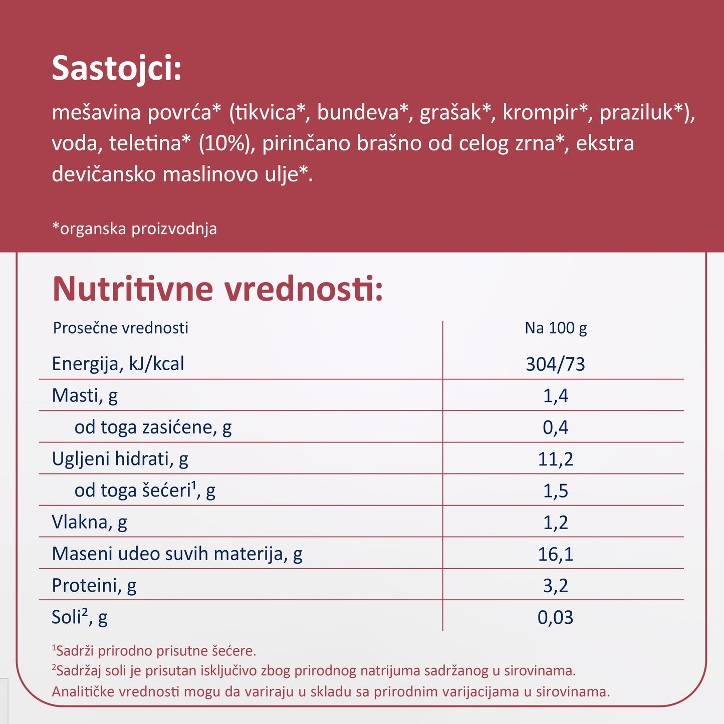 Fleur Alpine organski pire od povrća sa teletinom 8+, 100gr