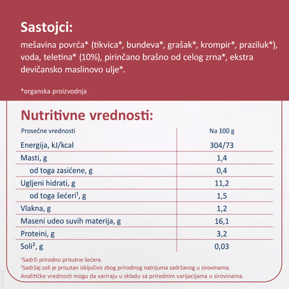 Fleur Alpine organski pire od povrća sa teletinom 8+, 100gr