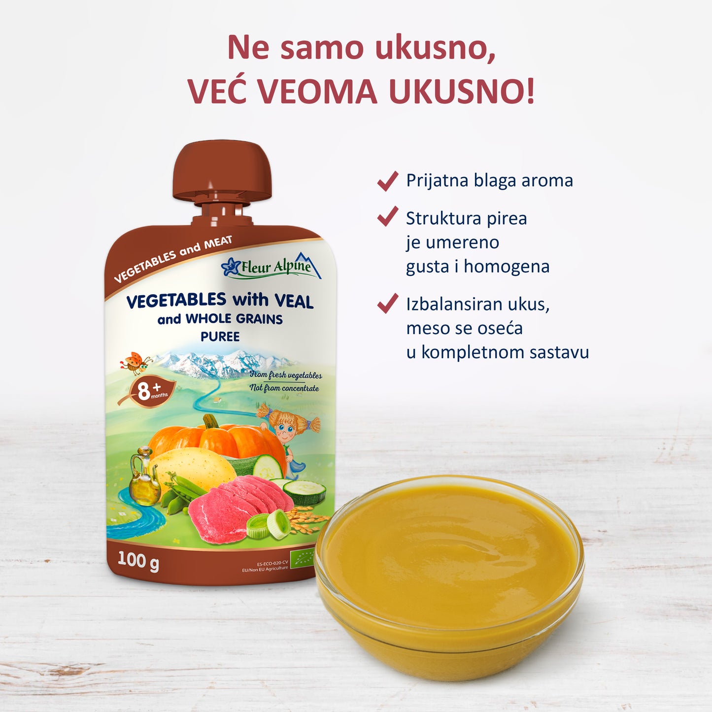 Fleur Alpine organski pire od povrća sa teletinom 8+, 100gr