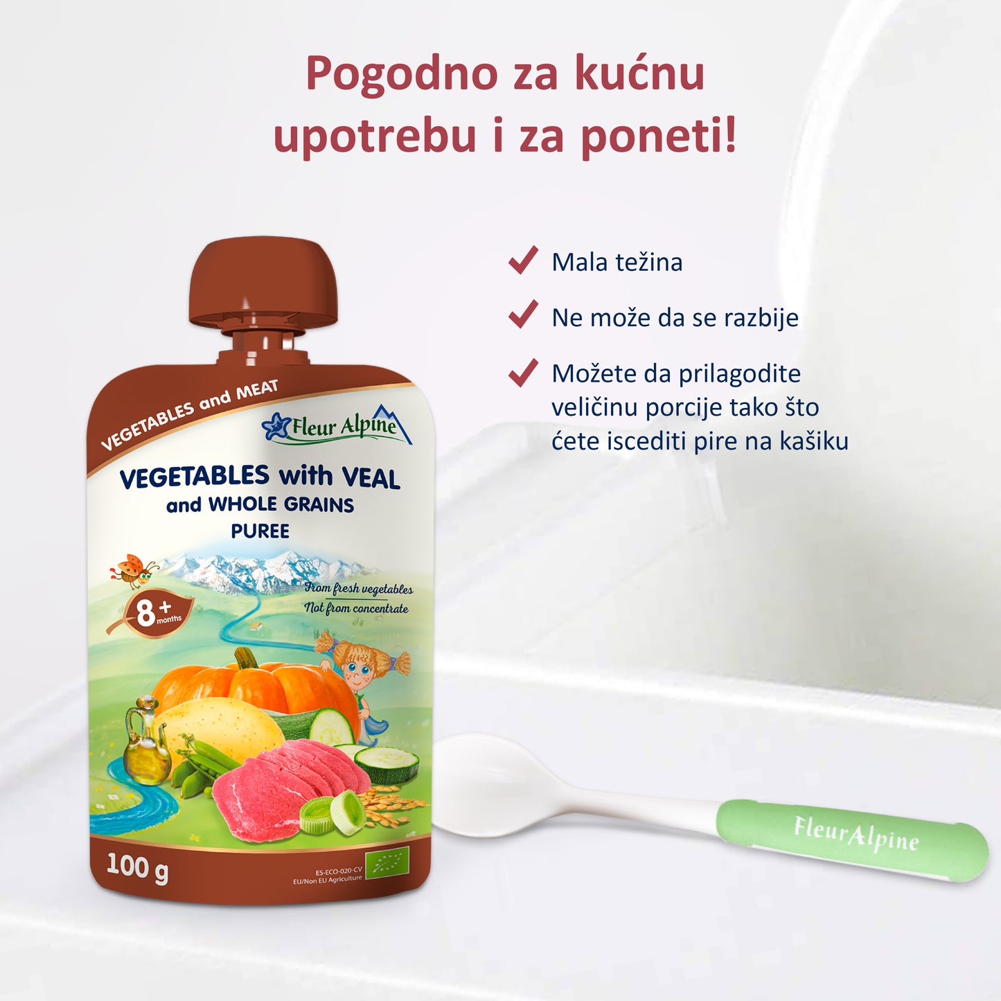 Fleur Alpine organski pire od povrća sa teletinom 8+, 100gr