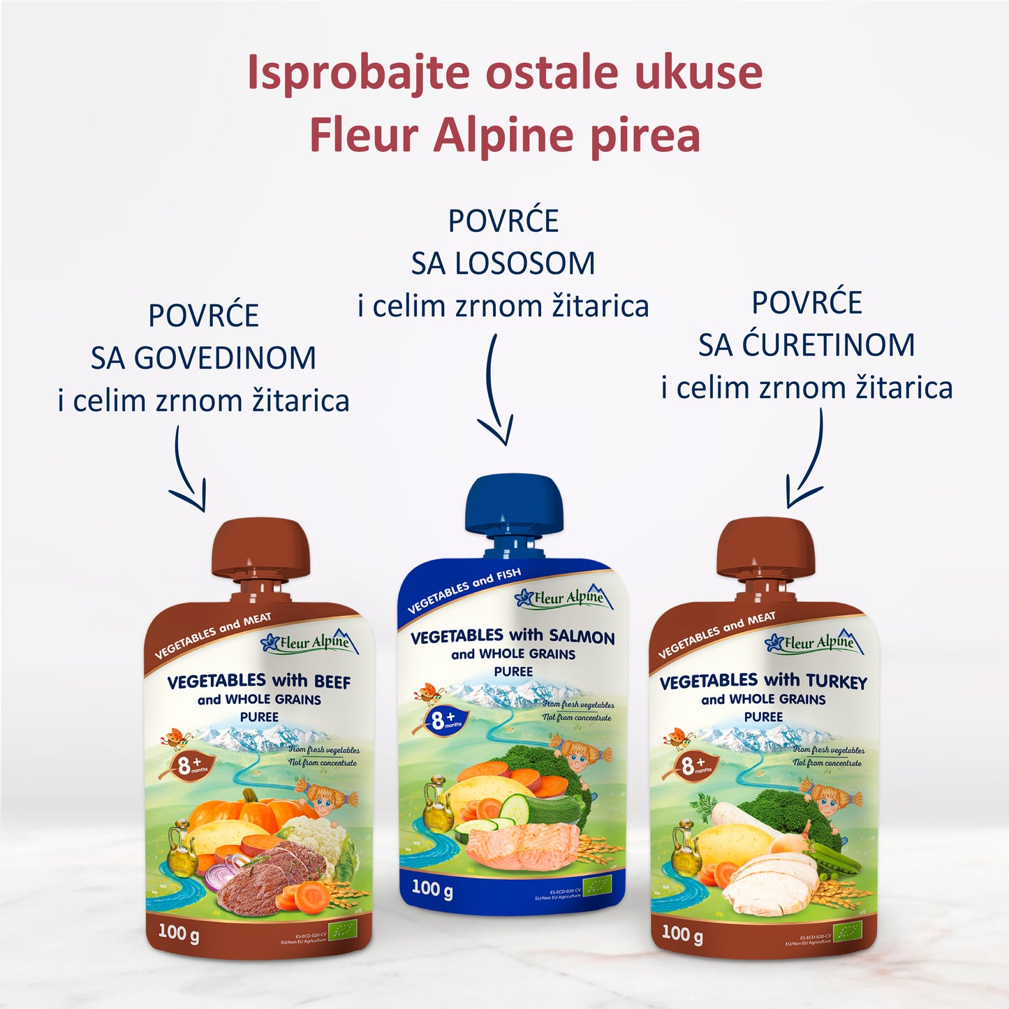 Fleur Alpine organski pire od povrća sa teletinom 8+, 100gr